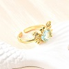 Ocean Theme Brass Micro Pave Cubic Zirconia Cuff Rings for Women RJEW-F184-17F-G-4