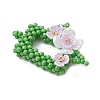 Beaded Rectangle with Flower Charms PALLOY-MZ01144-02-3