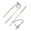 Rertangle Alloy Chain Tassel Cuff Earrings for Women Men EJEW-C093-02P-2