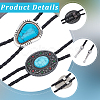 2Pcs 2 Styles Alloy & Synthetic Turquoise Oval Triangle Pendant Boho Tie Lariat Necklaces NJEW-GF0001-18-6