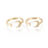 Brass Micro Pave Clear Cubic Zirconia Cuff Rings RJEW-F101-02G-1