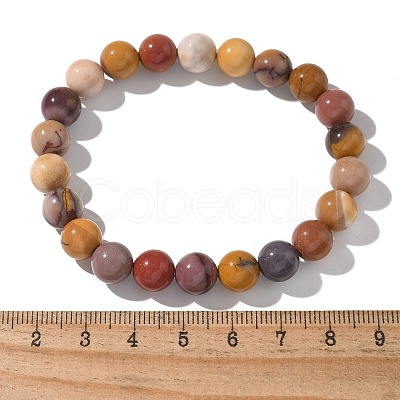 Natural Mookaite Beaded Stretch Bracelets X-BJEW-Q692-52-8mm-1