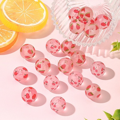 20Pcs 4 Styles Transparent Frosted Acrylic Beads FACR-YW0001-12-1