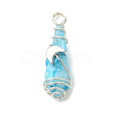 2Pcs Electroplated Natural Quartz Crystal Dyed Copper Wire Wrapped Pendants PALLOY-JF03166-02-1