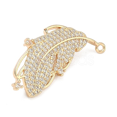 Feather Brass Micro Pave Cubic Zirconia Enhancer Shortener Bails KK-F934-07A-G-1