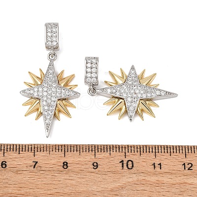 Brass Micro Pave Clear Cubic Zirconia Pendants KK-G543-10GP-02-1