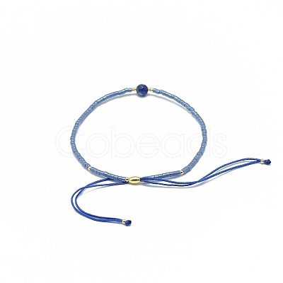 Adjustable Natural Lapis Lazuli Braided Bead Bracelets BJEW-F391-A10-1