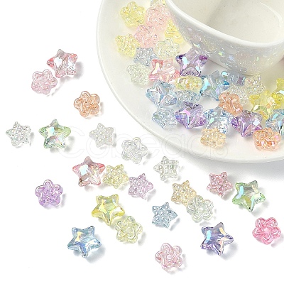 60Pcs 3 Styles UV Plating Transparent Acrylic Beads MACR-YW0004-71-1