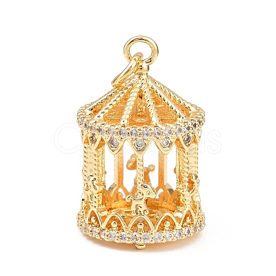 Brass Micro Pave Clear Cubic Zirconia Clear Locket Pendants KK-H524-09G-1
