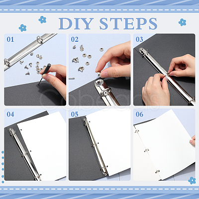 Iron Notebook 3-Ring Loose Leaf Book Binder Hinged Clamp FIND-WH20007-15E-P-1