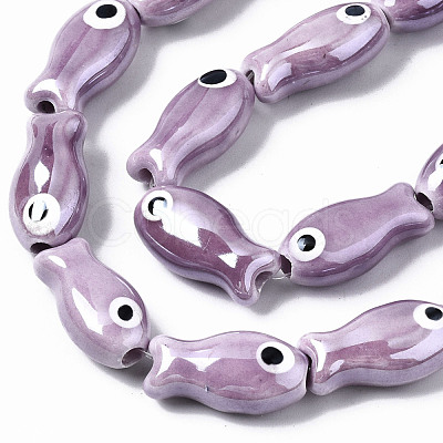 Handmade Porcelain Ceramic Beads Strands PORC-T006-03F-1