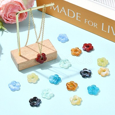 16Pcs 8 Colors Two Tone Handmade Lampwork European Beads LAMP-FS0001-83-1