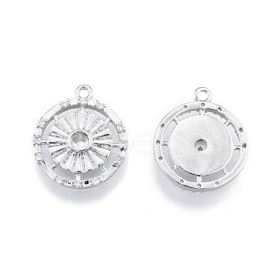Brass Micro Pave Clear Cubic Zirconia Pendants KK-F841-08P-1