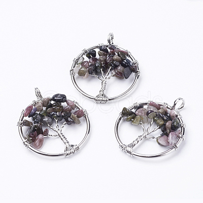 Natural Multicolor Tourmaline Pendants G-E419-14P-1