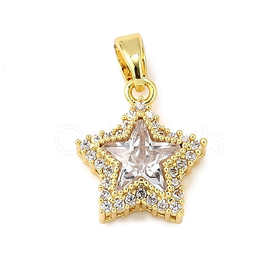 Brass Micro Pave Cubic Zirconia Charms KK-R227-04G-1