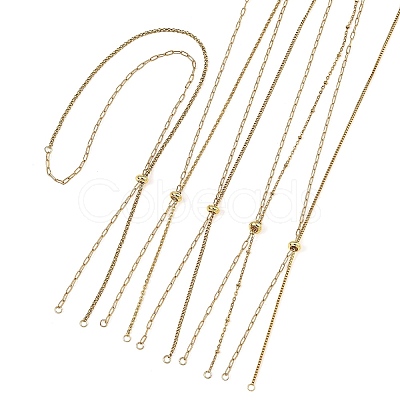 Adjustable 304 Stainless Steel Slider Chains Lariat Necklaces Makings AJEW-JB01664-01-1