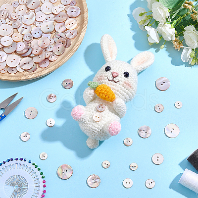 120Pcs 6 Styles Dyed Natural Shell Buttons BUTT-ME0001-42-1