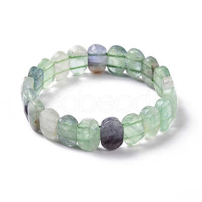 Natural Fluorite Oval Beaded Stretch Bracelet G-E010-01S-1