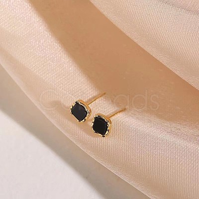 Brass Acrylic Square Stud Earrings FS-WG040FD-01-1