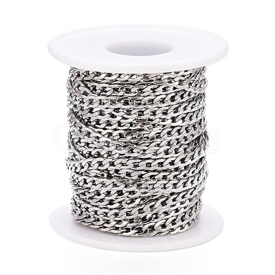 Tarnish Resistant 304 Stainless Steel Cuban Link Chains CHS-M003-13P-B-1