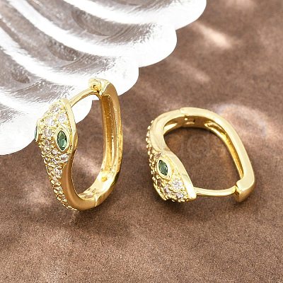 Brass Micro Pave Cubic Zirconia Hoop Earrings KK-CBAD104-04G-G-1