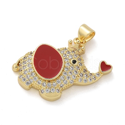 Elephant Brass Micro Pave Cubic Zirconia and Enamel Pendants KK-M319-05G-03-1