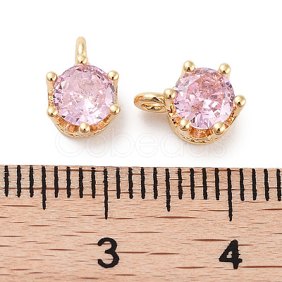 Brass Micro Pave Cubic Zirconia Charms KK-C051-39G-04-1