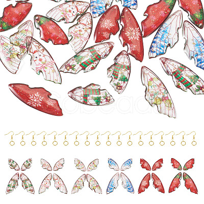 DIY Christmas Theme Epoxy Resin Wing Dangle Earring Kits DIY-TA0010-31-1