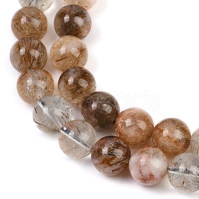 Natural Black Gold Rutilated Quartz Beads Strands G-H093-B03-10mm-1