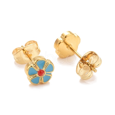 304 Stainless Steel Enamel with Glitter Stud Earrings EJEW-B009-26G-1