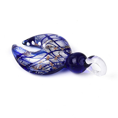 Handmade Silver Foil Lampwork Big Pendants FOIL-N031-01C-1
