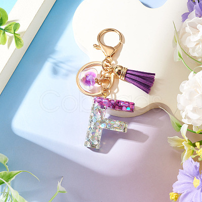 Alloy Resin Heart Keychains KEYC-TADJ0002-01G-F-1