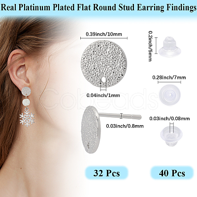 32Pcs Hammered Brass Stud Earring Findings KK-BBC0023-13-1