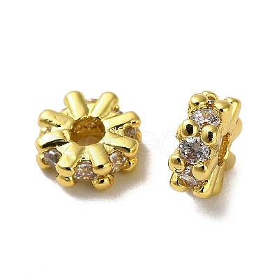 Brass Micro Pave Cubic Zirconia Beads KK-B142-07A-01G-1