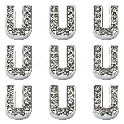 Alloy Initial Slide Charms with Grade A Rhinestones ALRI-R032-U-FF-1