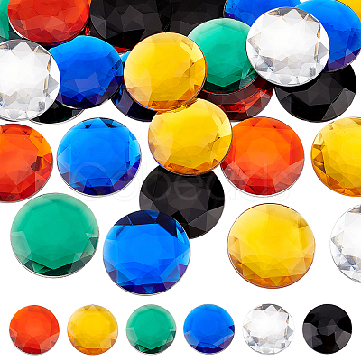 Olycraft 30Pcs 6 Colors Flat Back Acrylic Rhinestone Cabochons OACR-OC0001-16B-1