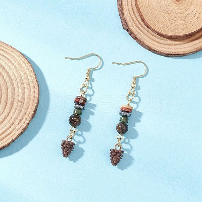 Alloy Enamel Pine Cone Dangle Earrings EJEW-JE06630-1