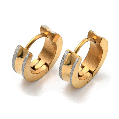 304 Stainless Steel Textured Hoop Earrings EJEW-P230-01A-G01-1