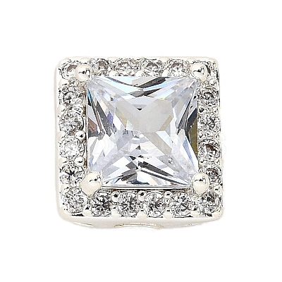 Brass Micro Pave Cubic Zirconia Beads KK-D408-11S-06A-1