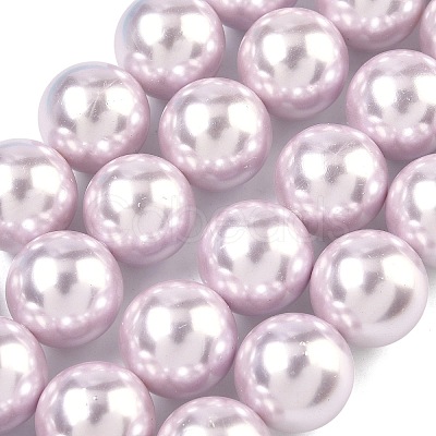 Electroplated Shell Pearl Beads Strands BSHE-G041-16mm-06-1