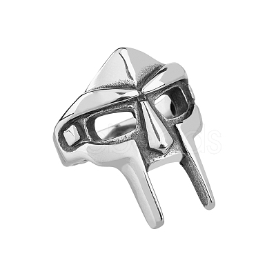 Titanium Steel Gothic Mask Finger Ring for Men Women RJEW-WH0001-12A-1