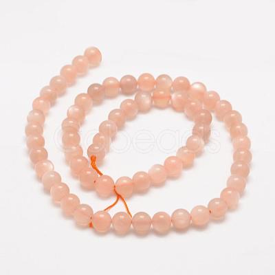Natural Sunstone Round Beads Strands G-O017-6mm-11-1