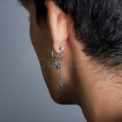 304 Stainless Steel Hoop Earrings for Men WG41879-01-1