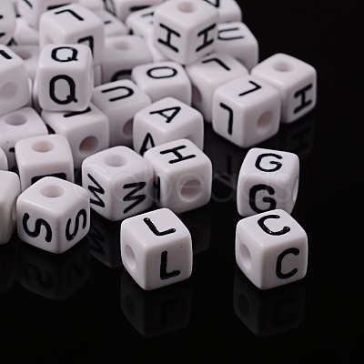 Acrylic Horizontal Hole Letter Beads PL37C9447-1