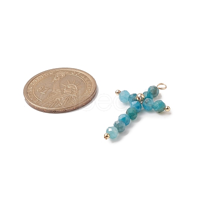 Natural Apatite Faceted Round Copper Wire Wrapped Pendants PALLOY-JF02011-06-1