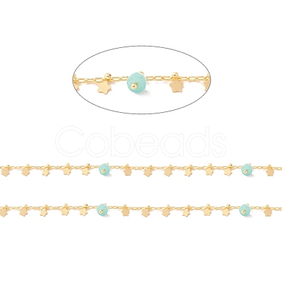 Natural Flower Amazonite Column Beaded Chains CHC-K012-02G-11-1