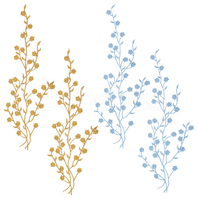 4Pcs 2 Colors Plum Blosssom Cotton Computerized Embroidery Iron on Patches PATC-GO0001-02-1