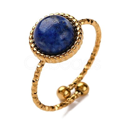 Round Natural Mixed Stone Finger Rings RJEW-Q822-01G-1