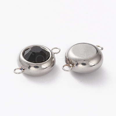 Stainless Steel Color Plated 304 Stainless Steel Pave Cubic Zirconia Links Connectors STAS-I169-02P-04-1