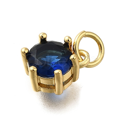 Brass Pave Cubic Zirconia Pendants KK-V002-23G-04-1
